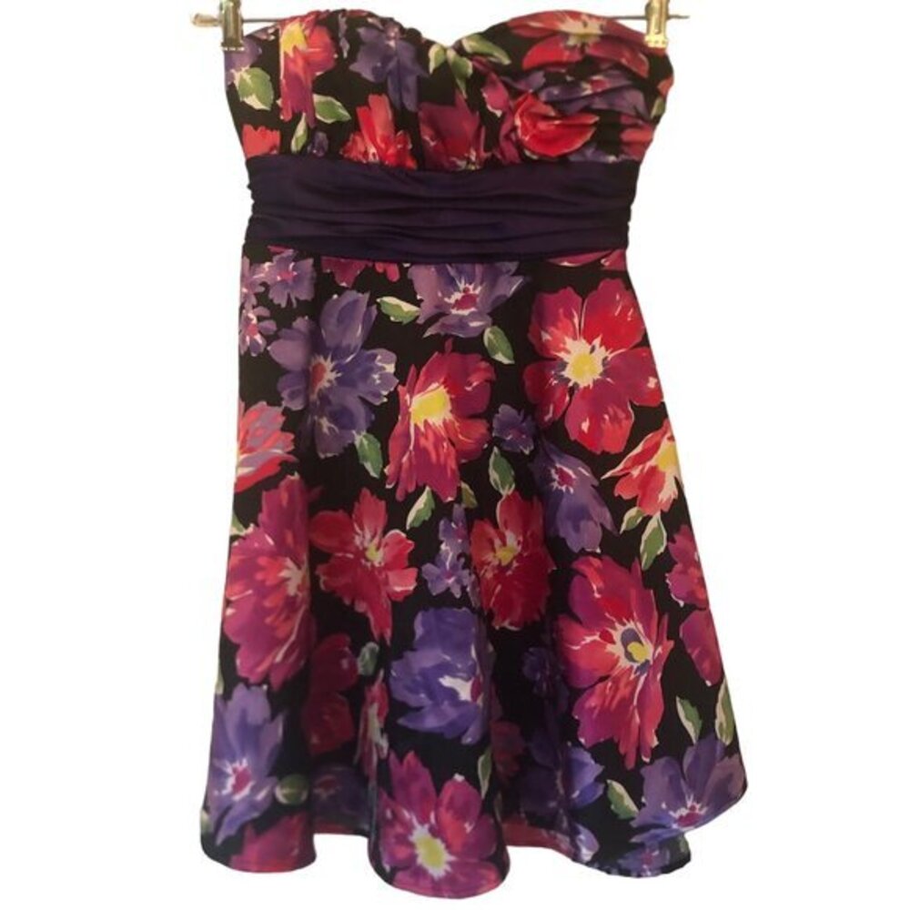 dELiA*s strapless floral dress w/ waist sash sz 7 (juniors')